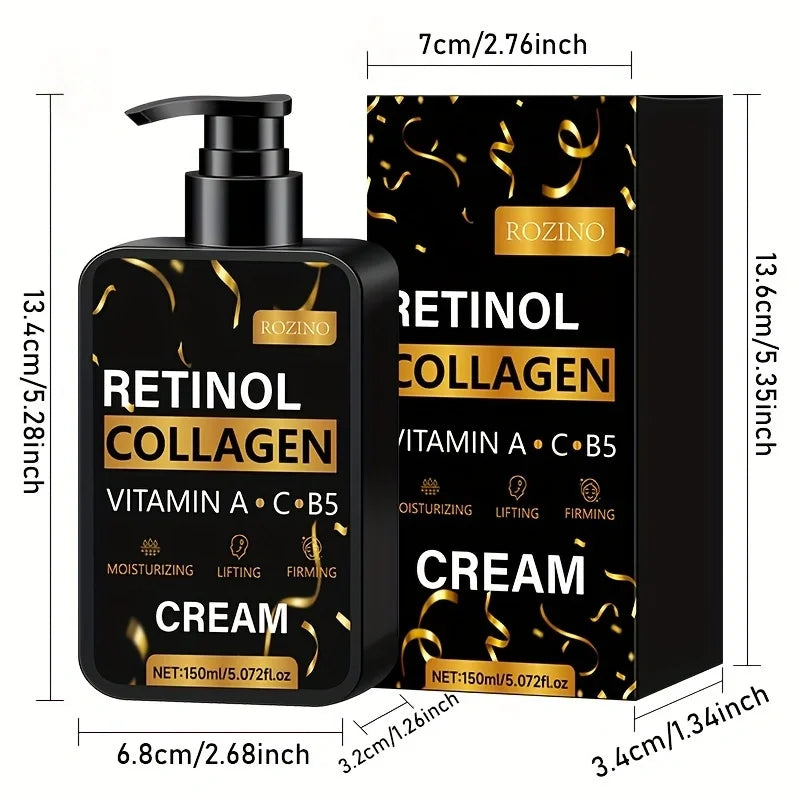 Retinol Collagen Face Cream with Vitamin C B5, Anti-Aging Skin Tightening Moisturizer for Wrinkles and Fine Lines, Firming Lifting Facial Lotion for Dull Skin, Summer Daily Hydrating Skin Care, Fast Absorbing Non-Greasy Formu