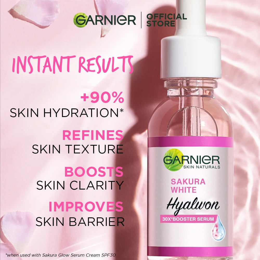 GARNNier Pink Serum Sakura Glow 30x Hyaluronic Booster Moisturizing Serum