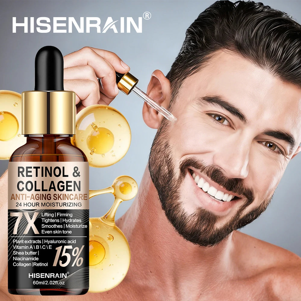 HISENRAIN Retinol Collagen Face Serum - Anti-Aging Intense Moisturizer, Reduce Wrinkles Fine Lines & Firm Skin.