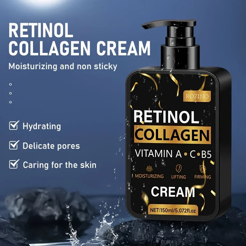 Retinol Collagen Face Cream with Vitamin C B5, Anti-Aging Skin Tightening Moisturizer for Wrinkles and Fine Lines, Firming Lifting Facial Lotion for Dull Skin, Summer Daily Hydrating Skin Care, Fast Absorbing Non-Greasy Formu