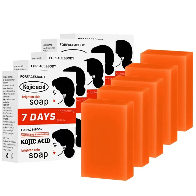 5-Pack Kojic Acid Soap Rich in Lemon Kojic Acid for Rough Skin, Vitamin C & Papaya Extract Included Dull Skin Improvement