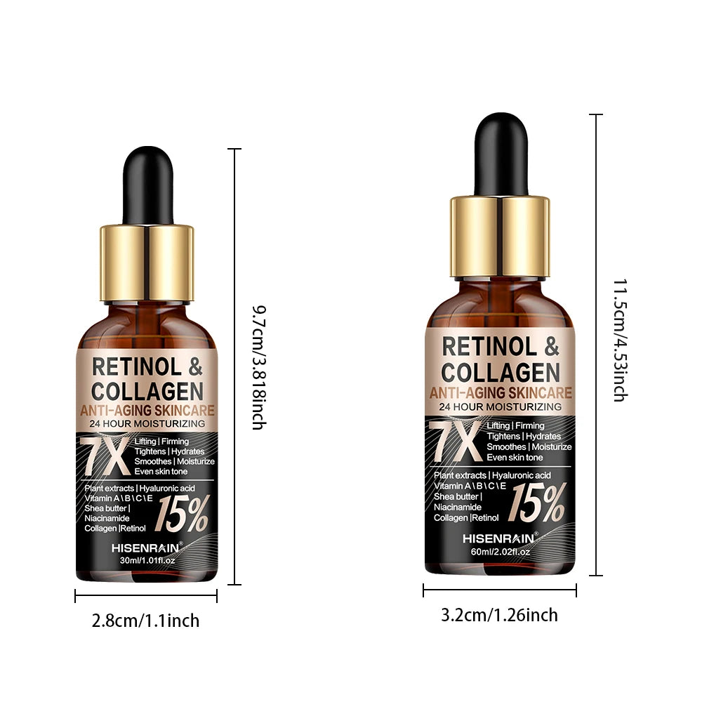 HISENRAIN Retinol Collagen Face Serum - Anti-Aging Intense Moisturizer, Reduce Wrinkles Fine Lines & Firm Skin.