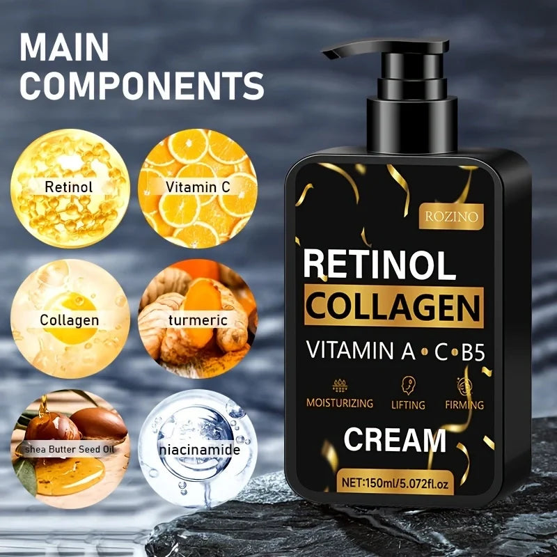 Retinol Collagen Face Cream with Vitamin C B5, Anti-Aging Skin Tightening Moisturizer for Wrinkles and Fine Lines, Firming Lifting Facial Lotion for Dull Skin, Summer Daily Hydrating Skin Care, Fast Absorbing Non-Greasy Formu